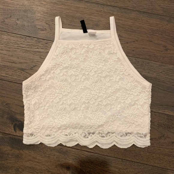 White Lace H&M Crop Top (size medium) - Picture 2 of 4